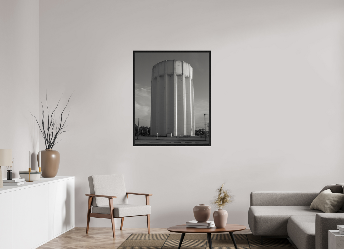 35 x 43.7″, Floater Frame Ribbed Water Tower Kansas