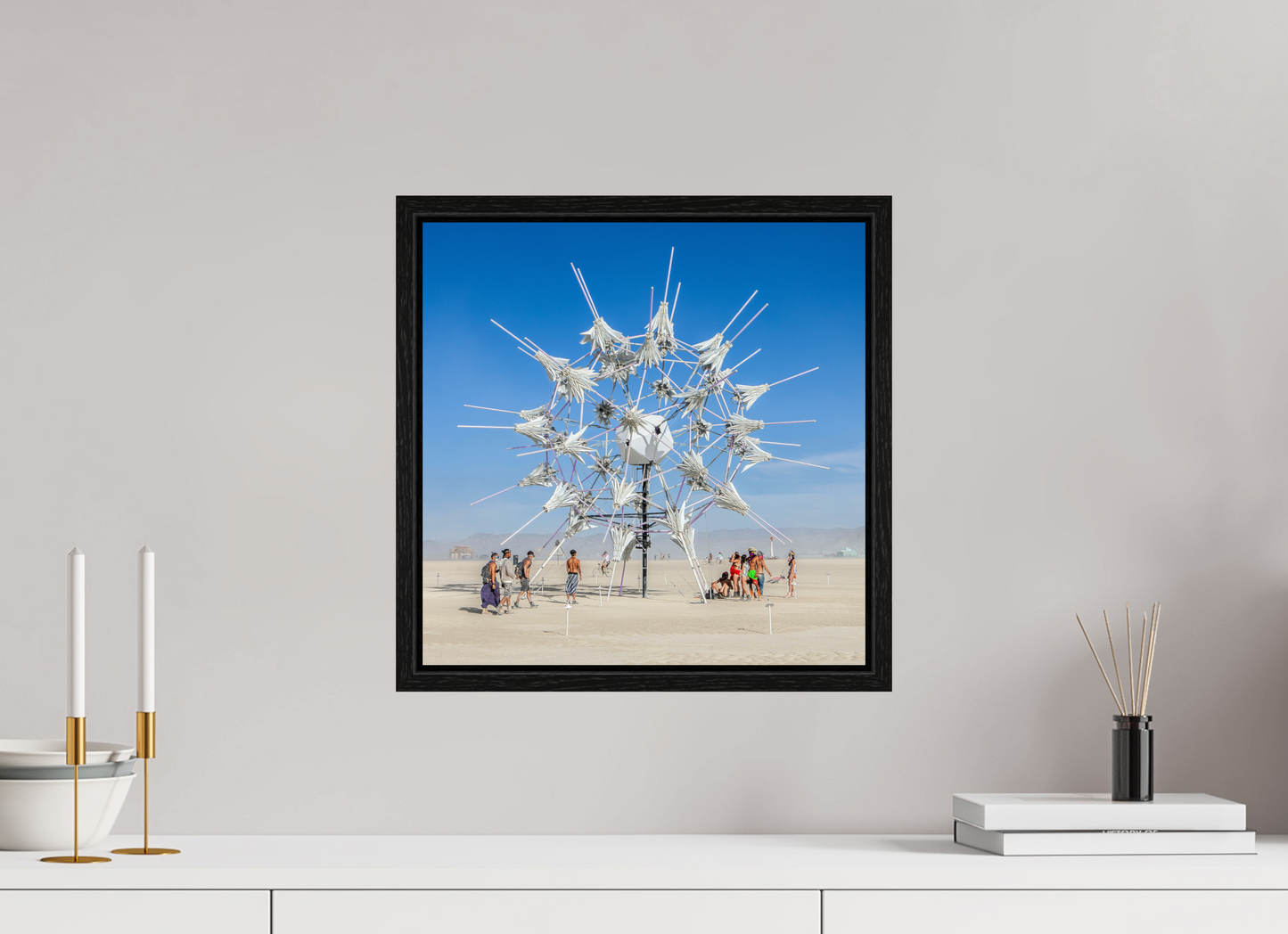 15 x 15″, Floater Frame Burning Man - Gathering at Radia Lumia