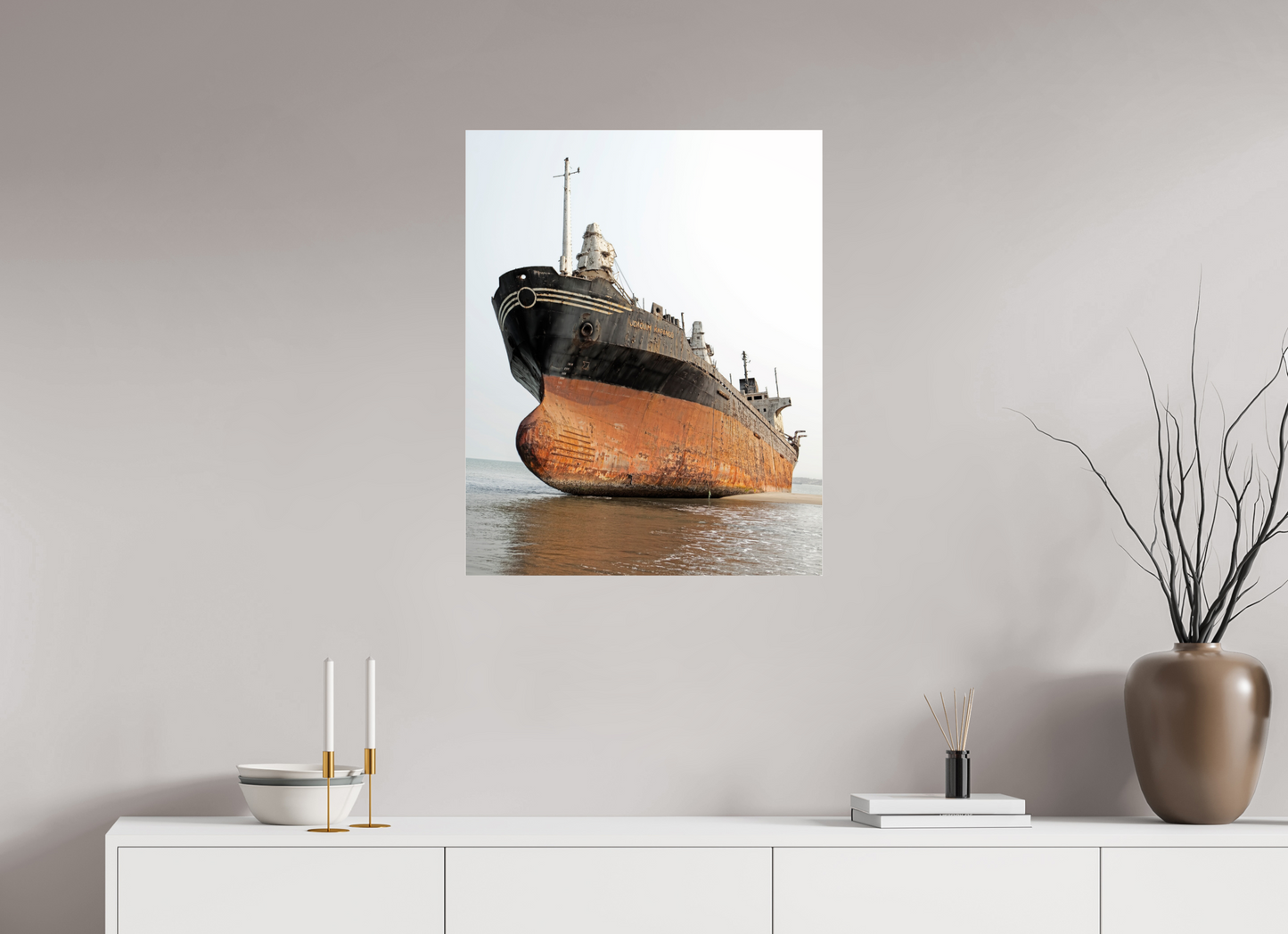 24 x 30″, Frameless Acrylic Glass Beached Ship Angola