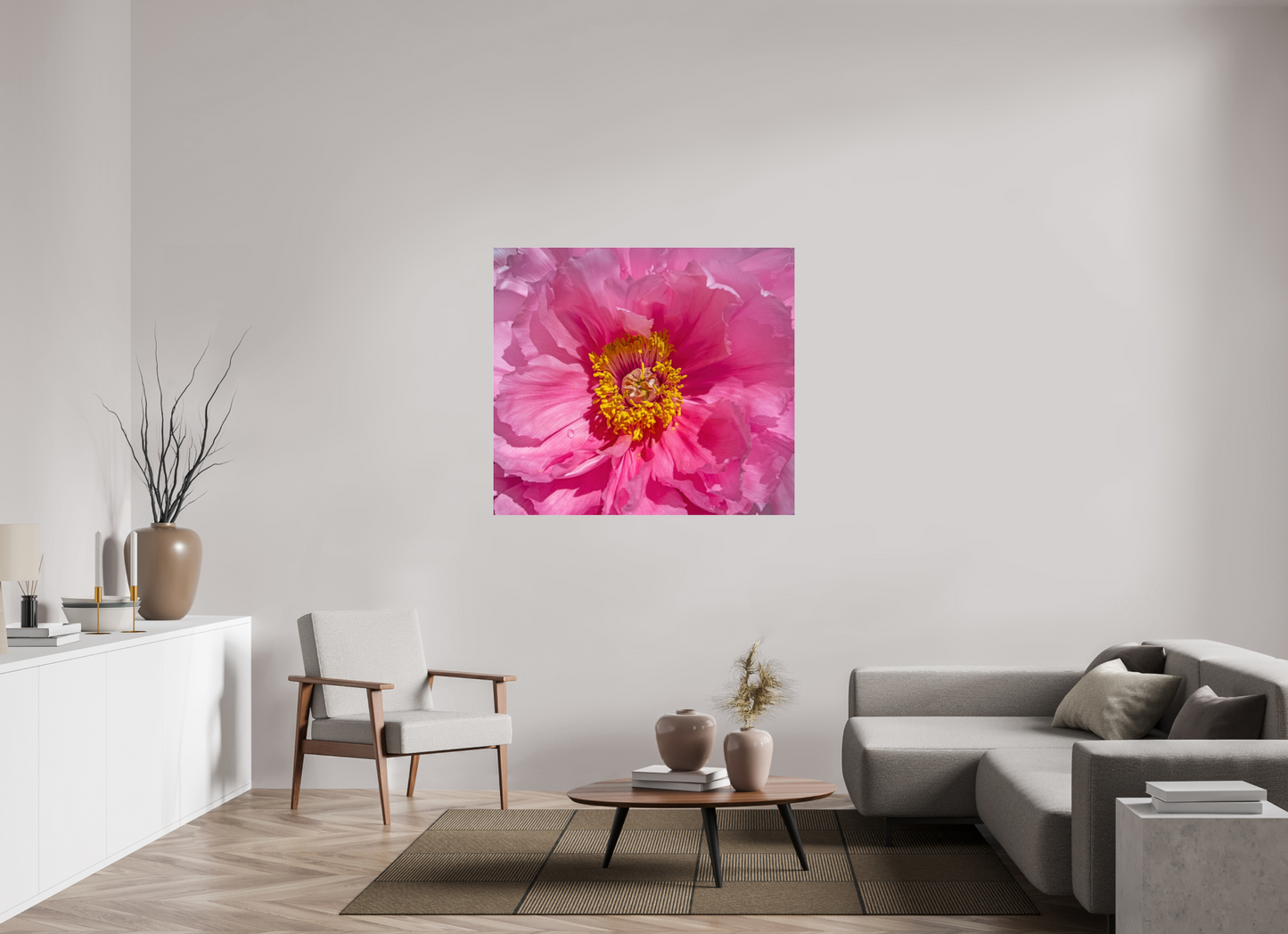 48.3 x 43″, Frameless Acrylic Glass Pink Flower