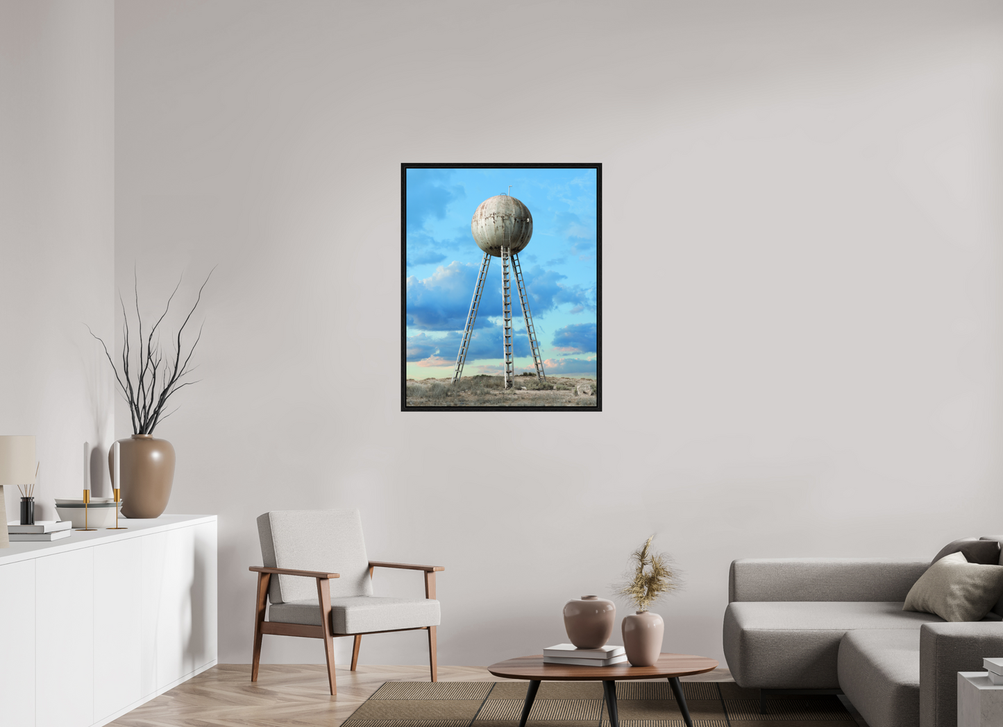 31 x 38.7″, Floater Frame Spherical Water Tower - Mexico