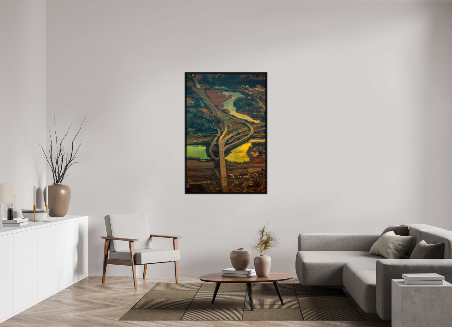 36 x 54″, Floater Frame Aerial View of Highway