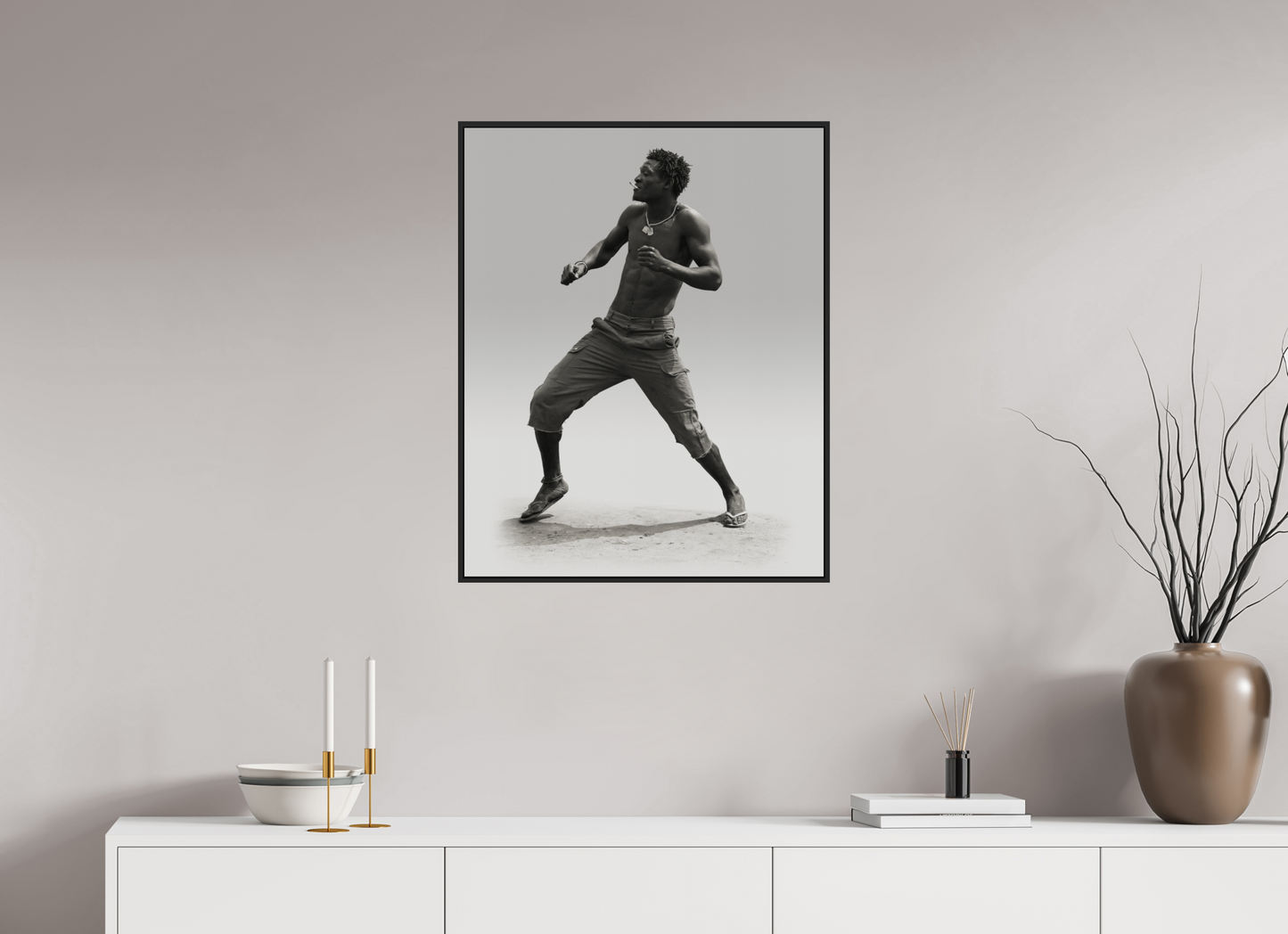 24 x 30″, Black Matte Frame, No Border Angolan Man Dancing