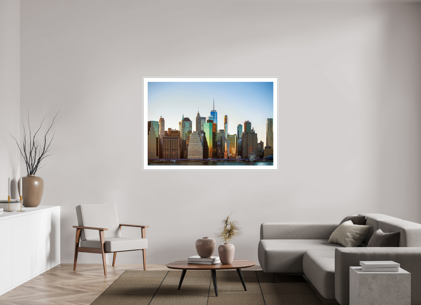60 x 40″, White Matte Frame Lower Manhattan