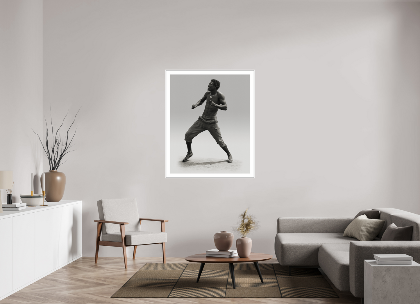 39 x 48.7″, White Matte Frame Angolan Man Dancing