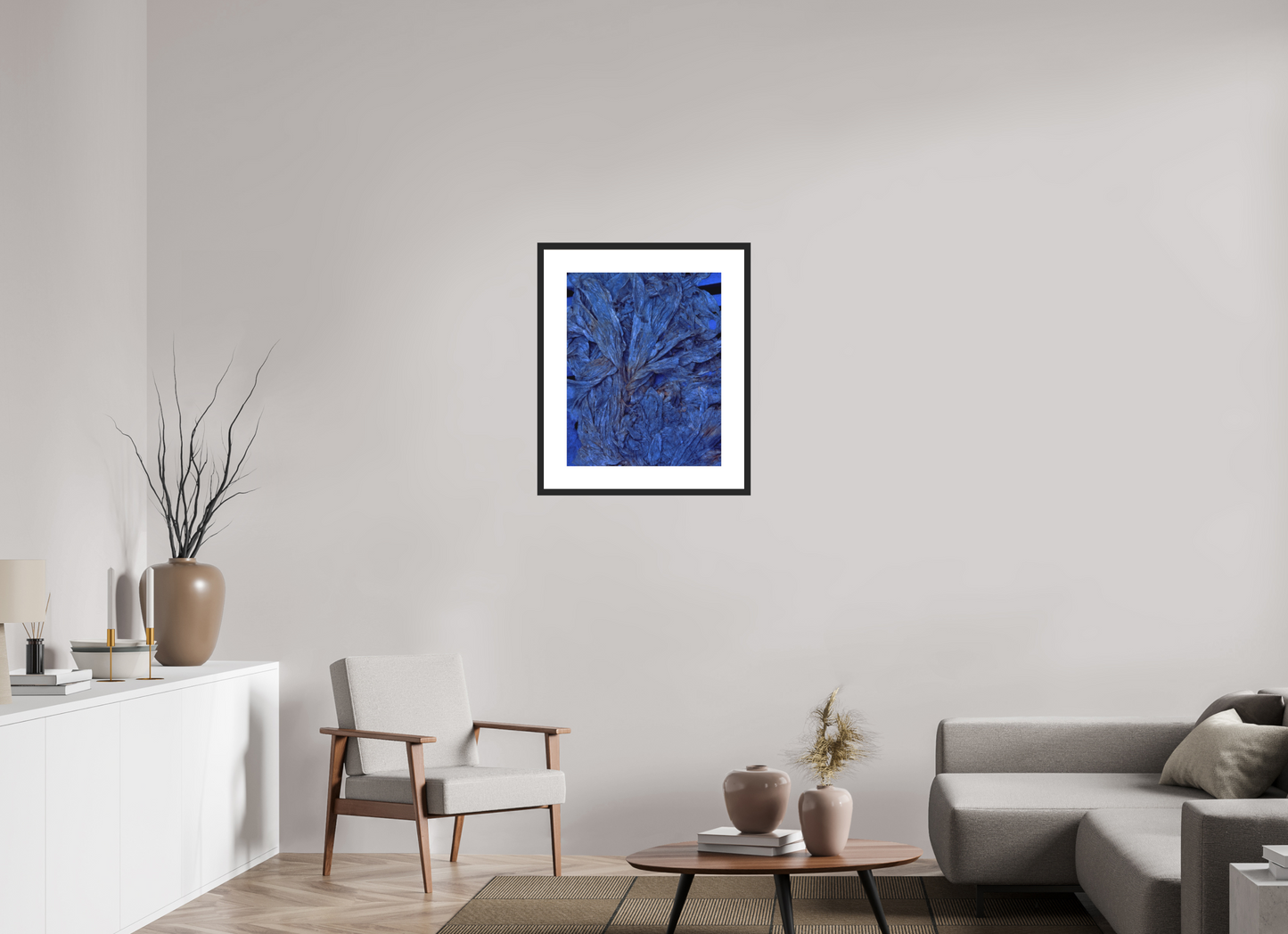 20 x 25″, Solid 0.8" Black Wood Frame With 3" Natural White Passe-Partout with Museum Glass Plastic Bags