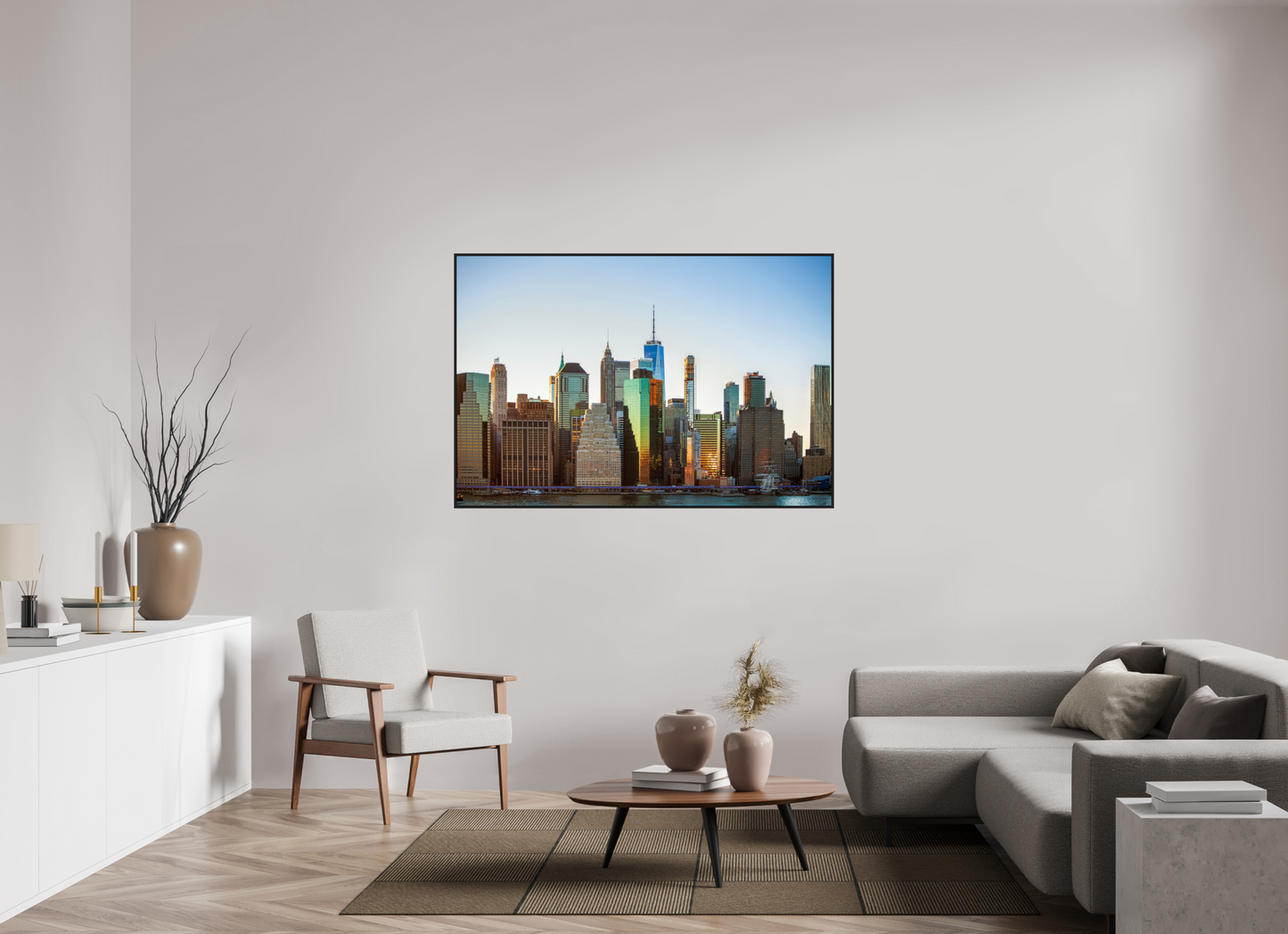 60 x 40″, Black Matte Frame, No Border Lower Manhattan