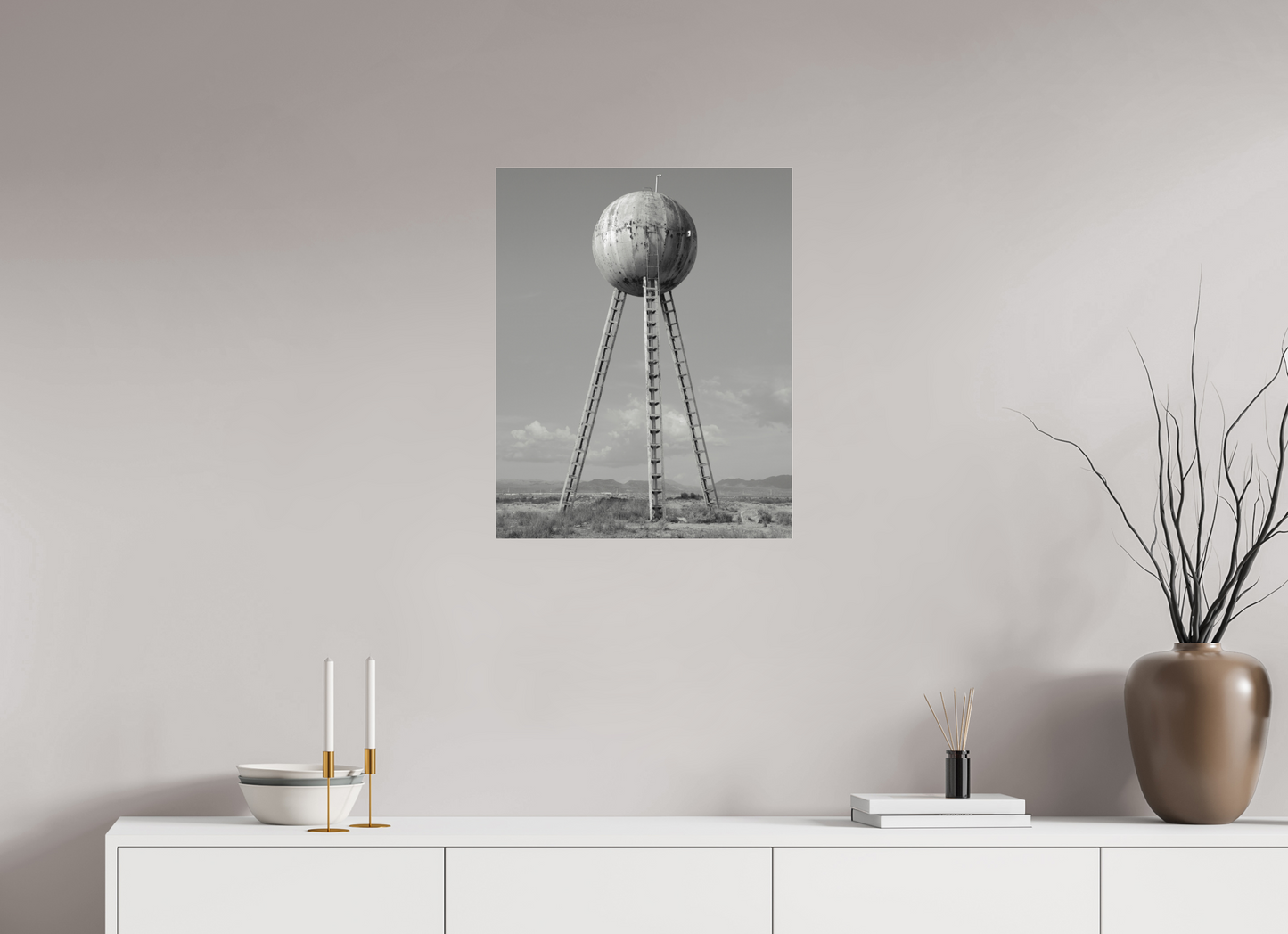 20 x 25″, Frameless Acrylic Glass Spherical Water Tower