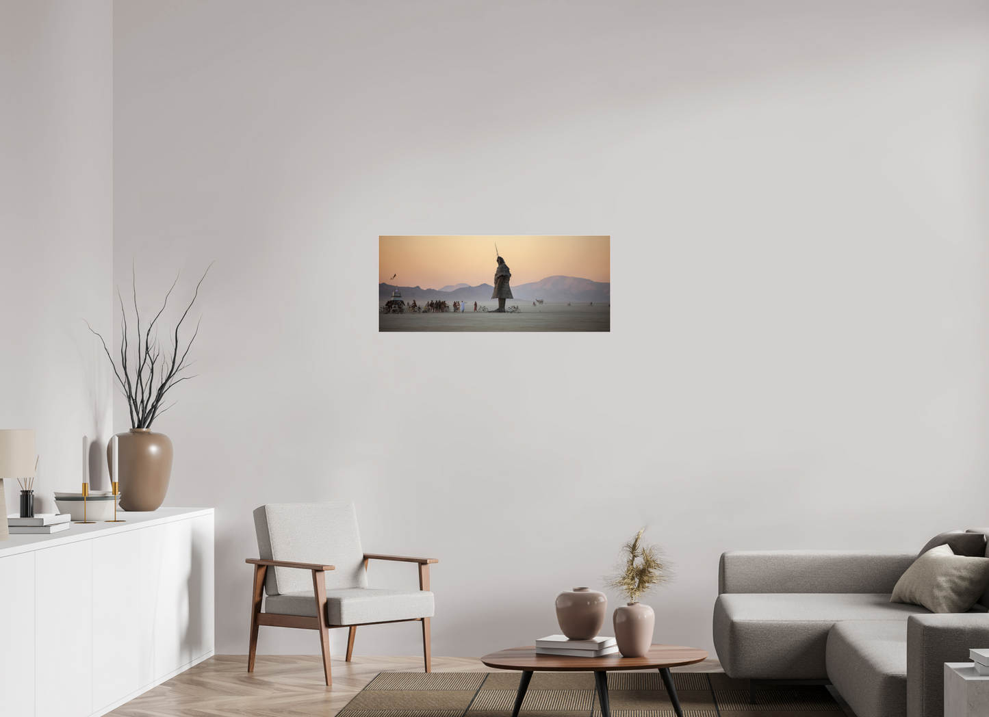 38.4 x 16″, Frameless Acrylic Glass Burning Man - The Samurai with Admirer