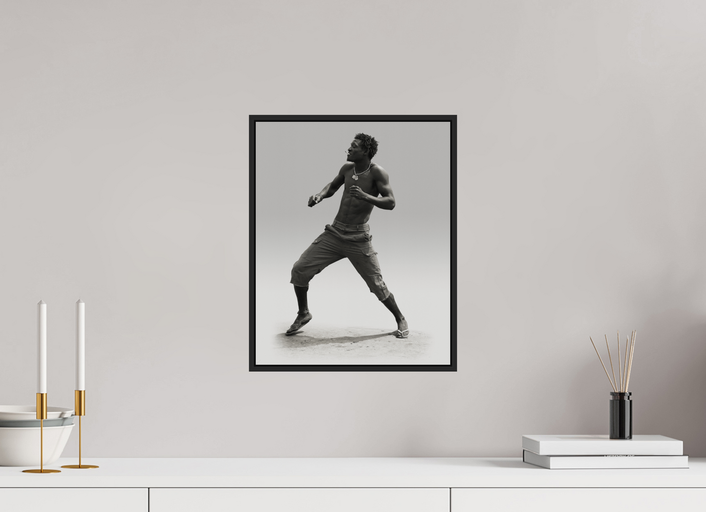 12 x 15″, Black Matte Frame, No Border Angolan Man Dancing