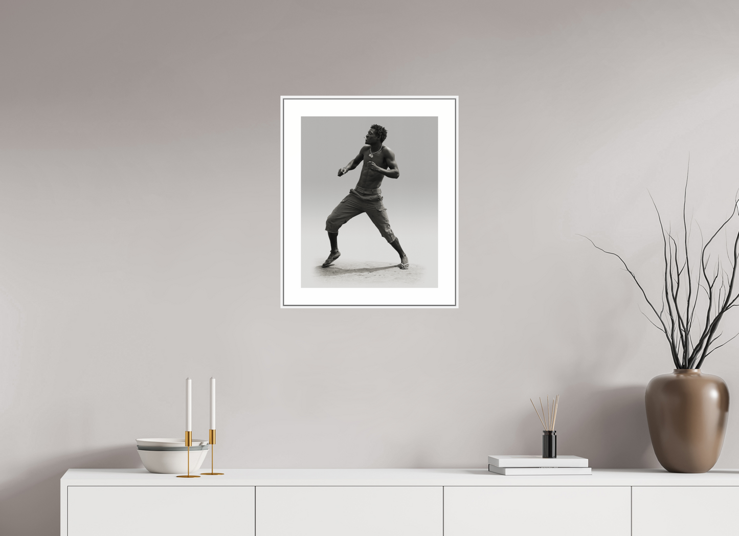 16 x 20″, White Matte Frame Angolan Man Dancing