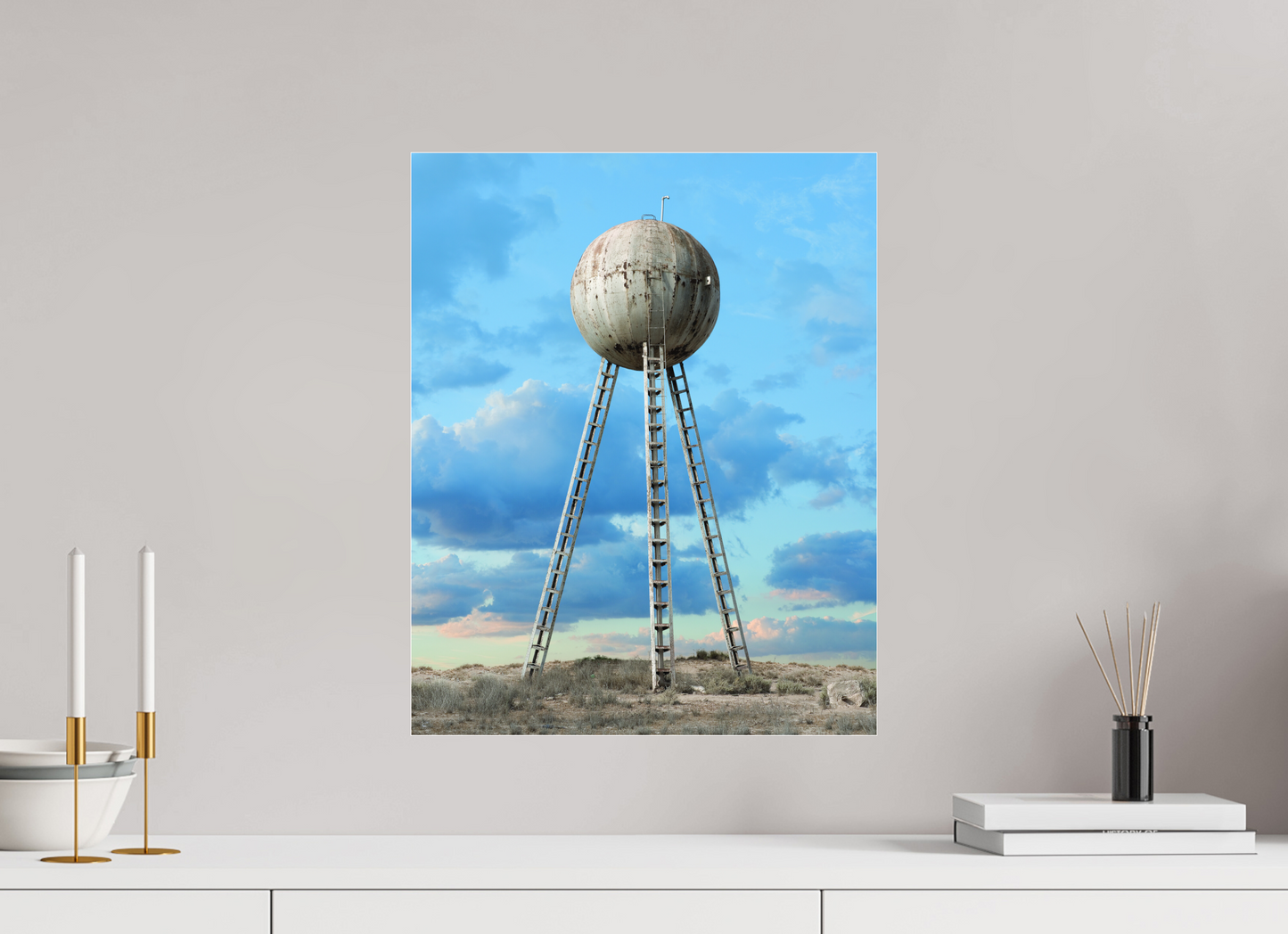 16 x 20″, Frameless Acrylic Glass Spherical Water Tower - Mexico