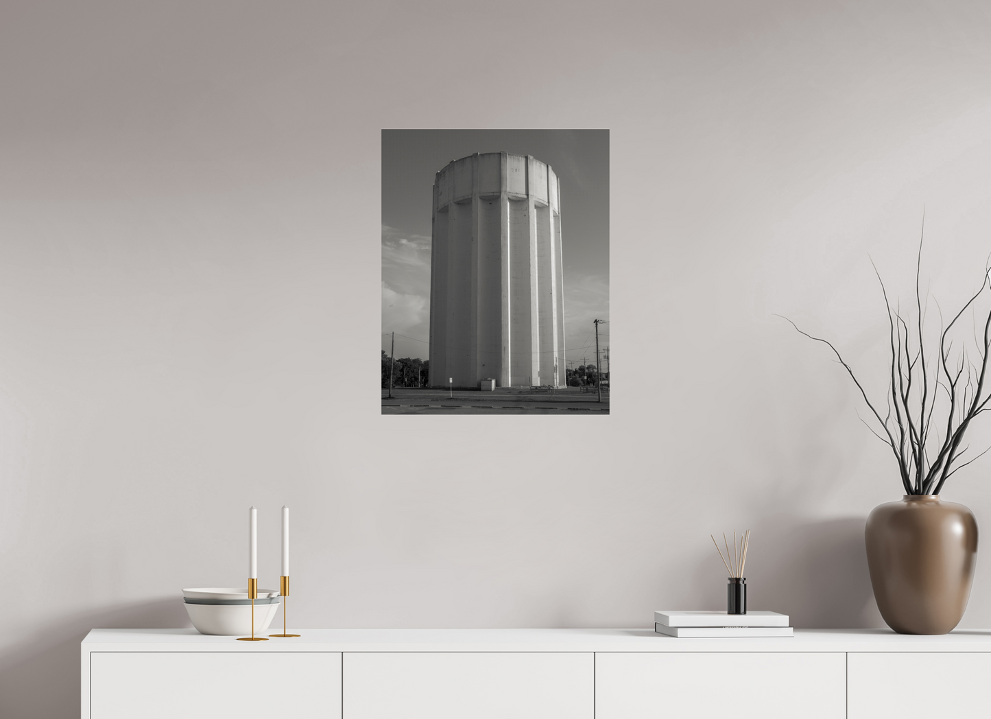 20 x 25″, Frameless Acrylic Glass Ribbed Water Tower Kansas
