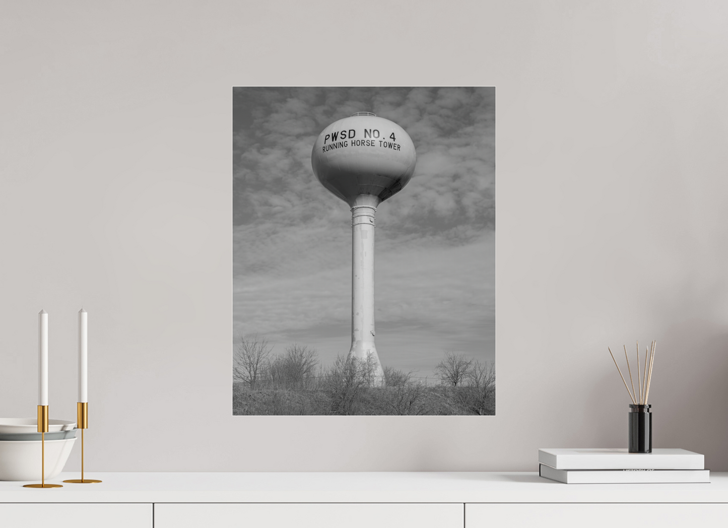 16 x 20″, Frameless Acrylic Glass Running Horse Water Tower