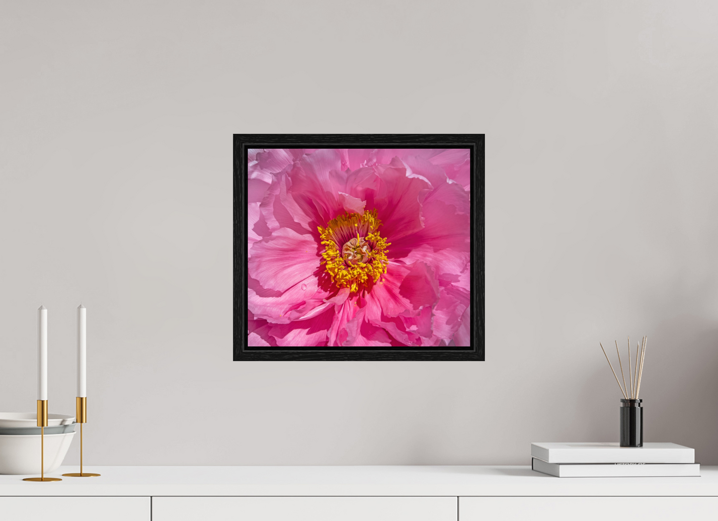 13.5 x 12″, Floater Frame Pink Flower