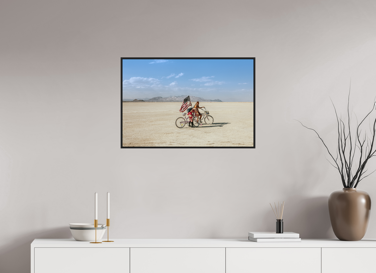 Burning Man - Two with Bikes and USA Flag