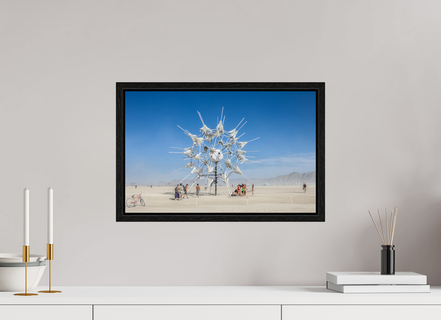 18.9 x 12″, Floater Frame Burning Man - Gathering at Radia Lumia