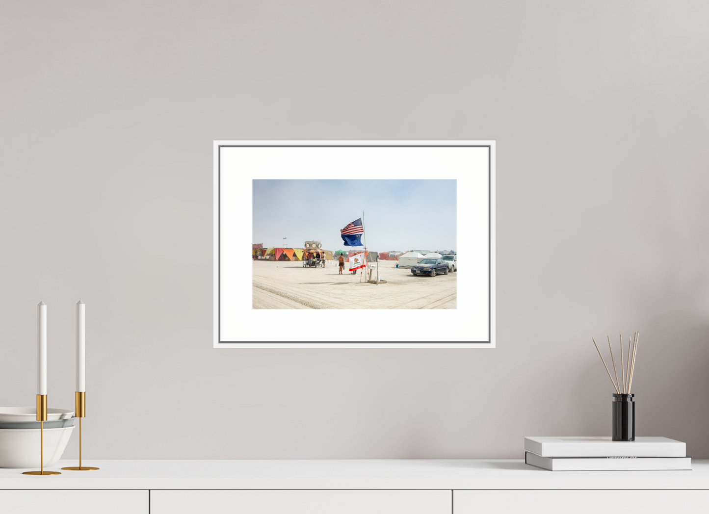 Burning Man - Woman and Flags