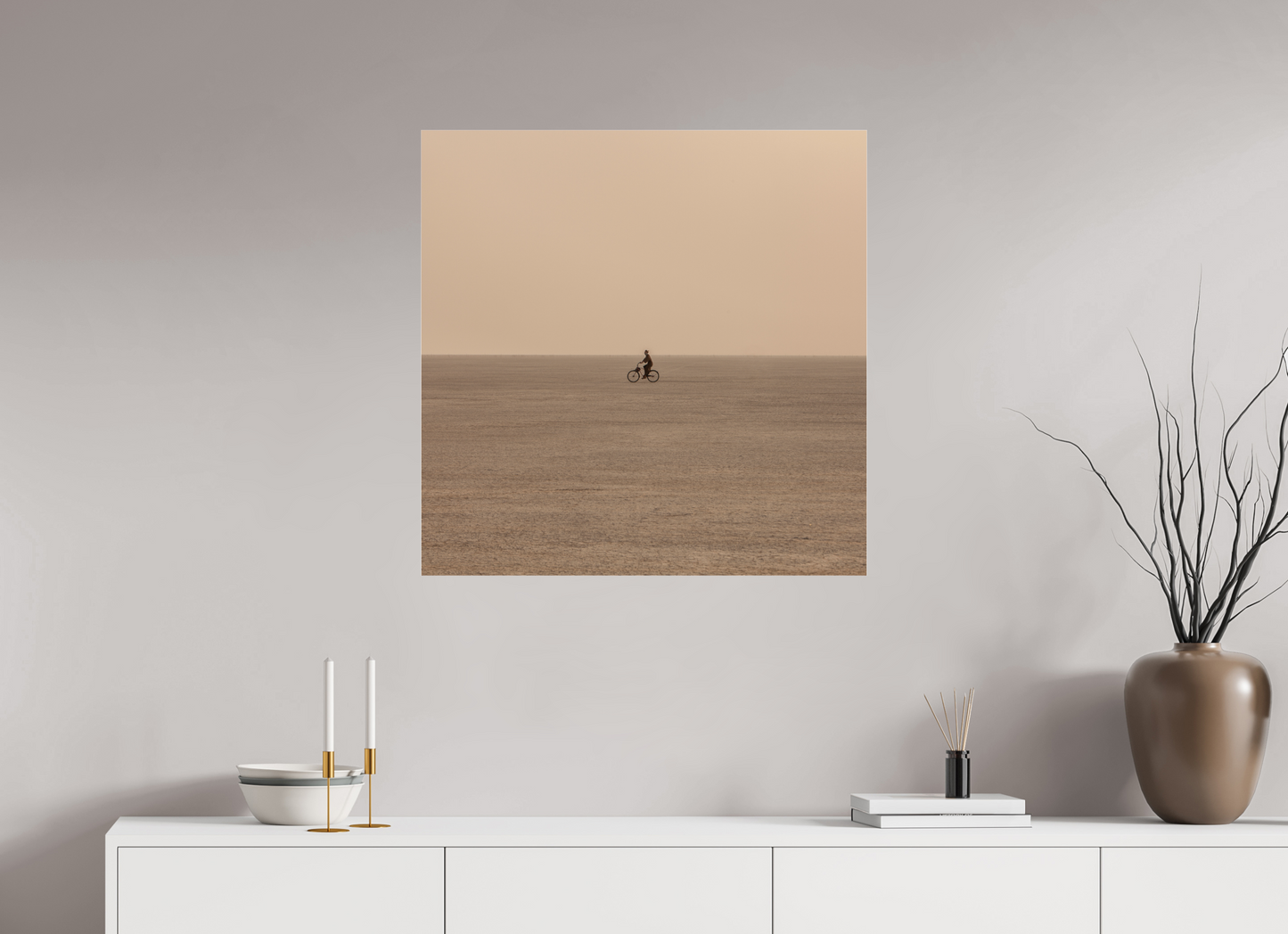 30 x 30″, Frameless Acrylic Glass Burning Man - Woman on Bike