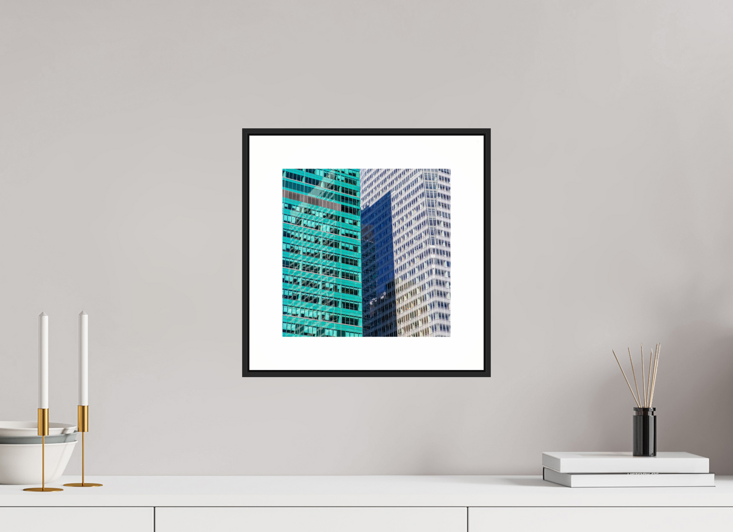 Green and White Office Buildings