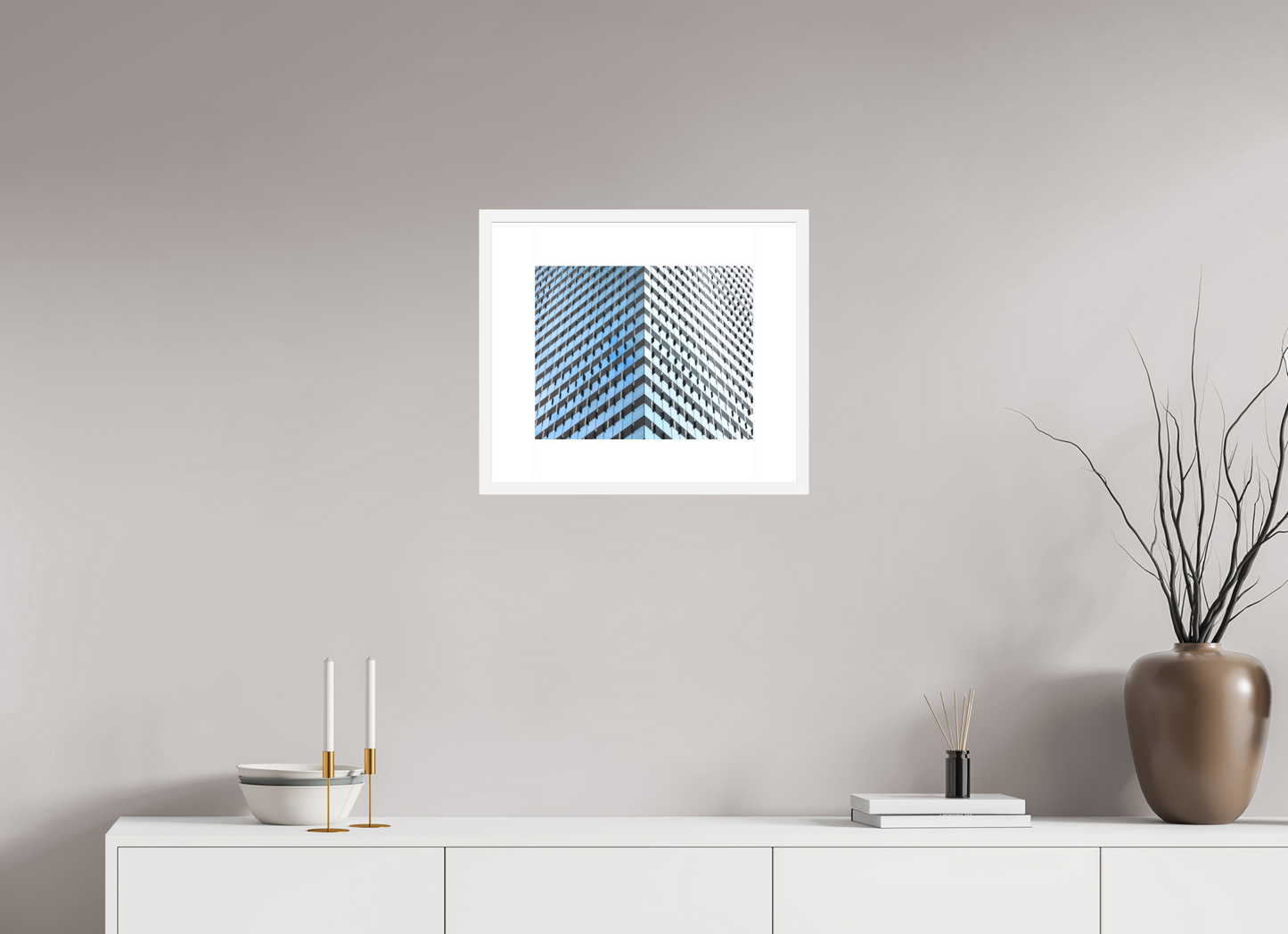 15 x 12″, Solid 0.8" White Wood Frame With 3" Natural White Passe-Partout with Museum Glass Glass Facade