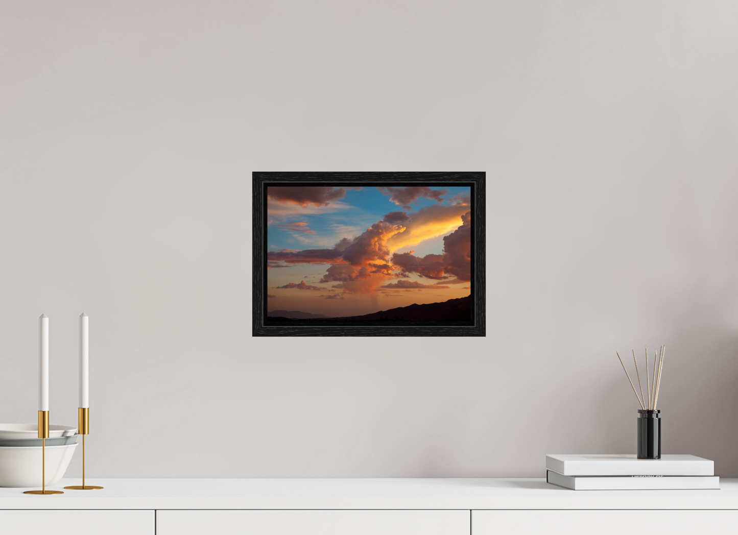 12 x 8″, Floater Frame Sunset Clouds and Mountains