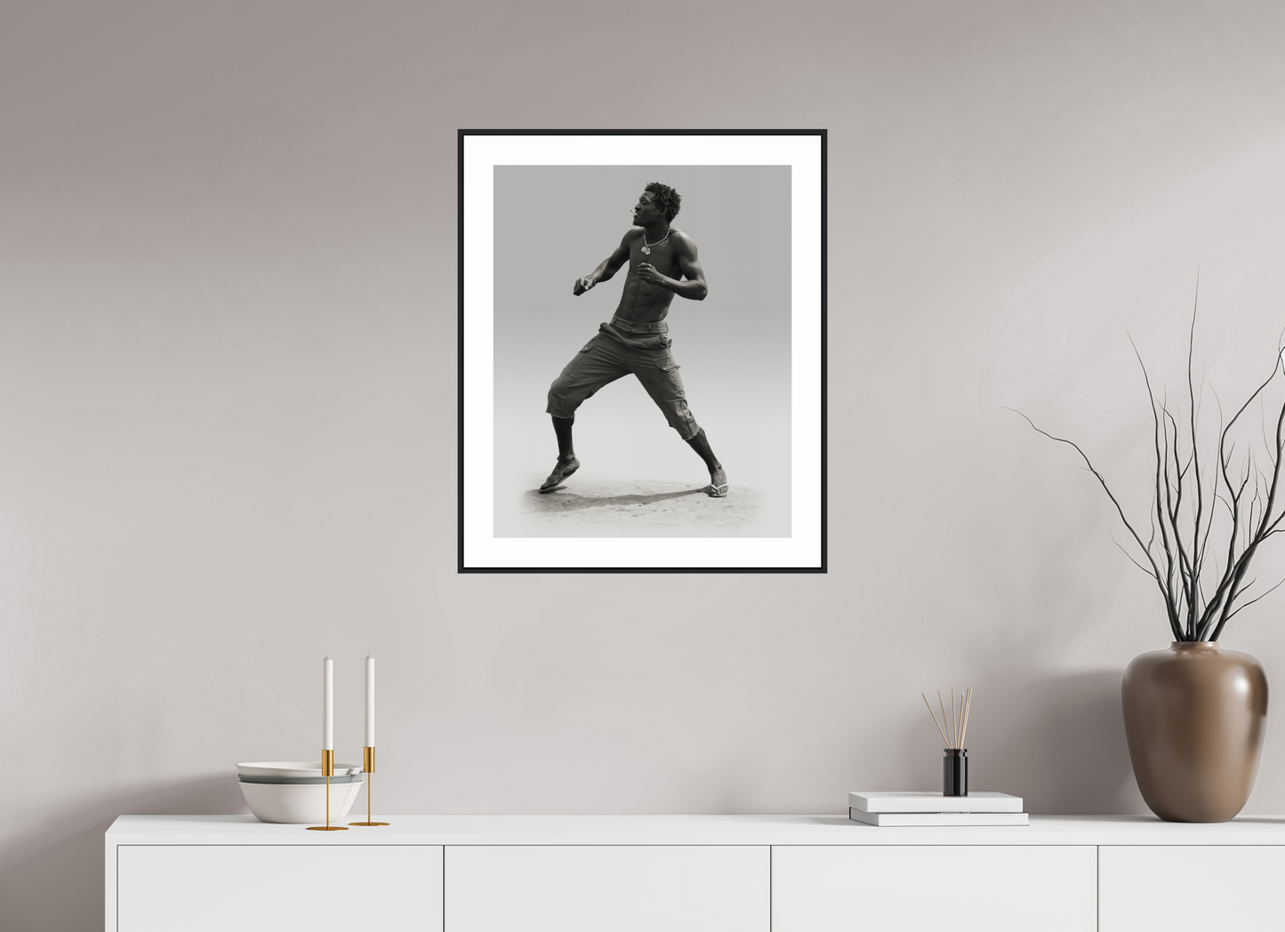 20 x 25″, Black Matte Frame Angolan Man Dancing