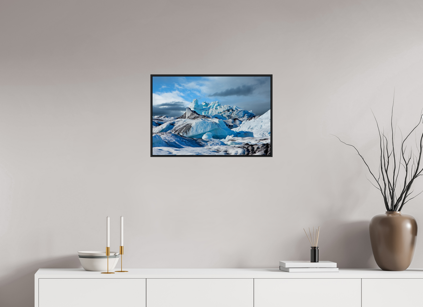 24 x 16″, Black Matte Frame, No Border Iceland Icebergs