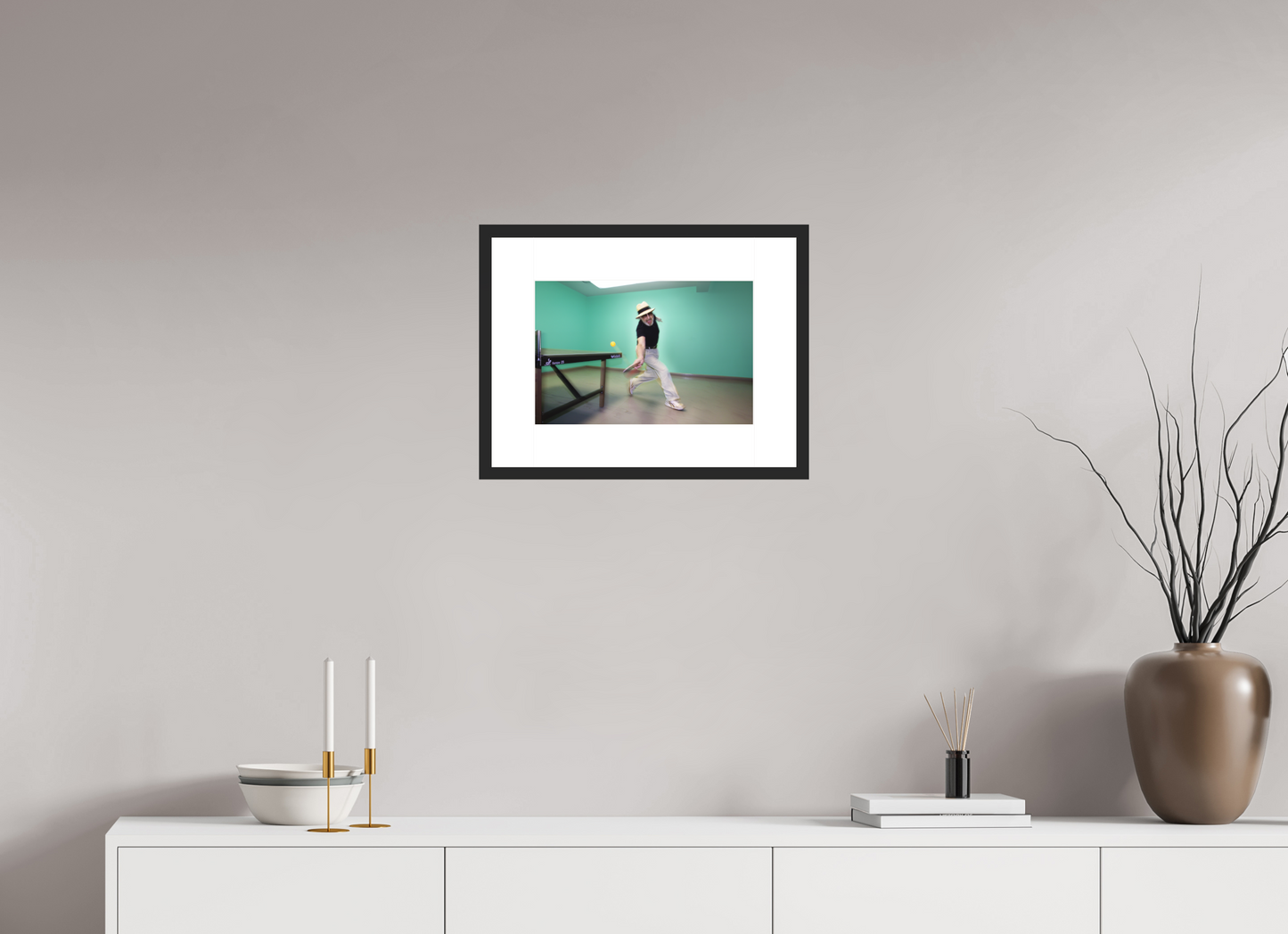 15 x 10″, Solid 0.8" Black Wood Frame With 3" Natural White Passe-Partout Marty (Supreme) Reisman
