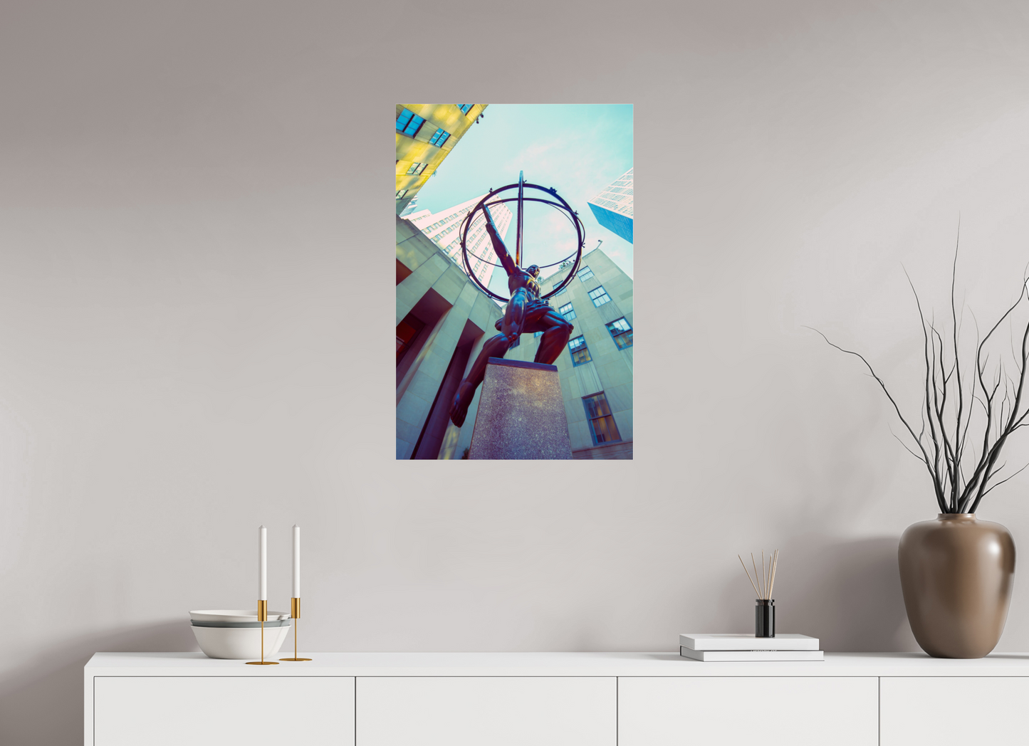 20 x 30″, Frameless Acrylic Glass Atlas Statue, NY