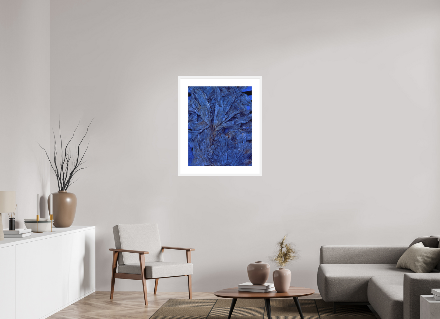 24 x 30″, Solid 0.8" White Wood Frame With 3" Natural White Passe-Partout with Museum Glass Plastic Bags