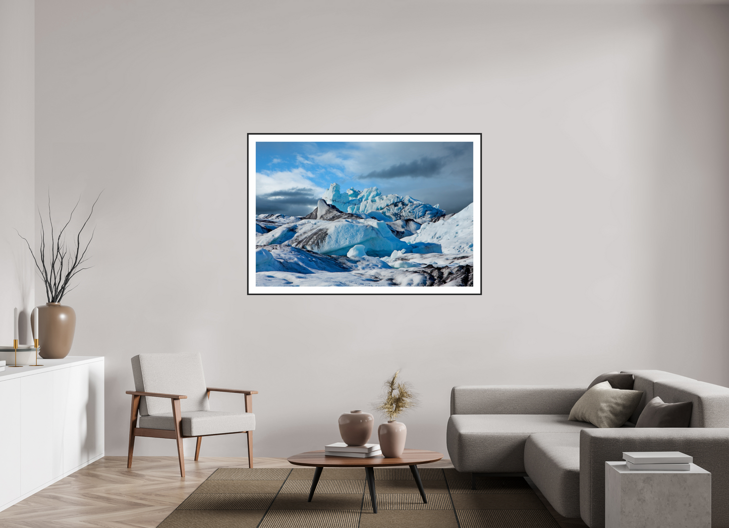 60 x 40″, Black Matte Frame Iceland Icebergs