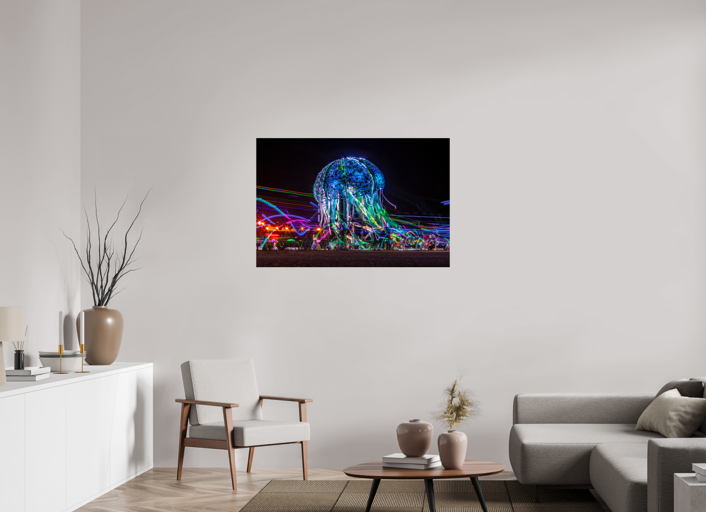 45 x 30″, Frameless Acrylic Glass Burning Man - Glass Jellyfish