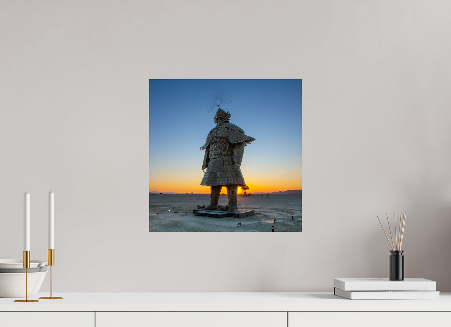 15 x 15″, Frameless Acrylic Glass Burning Man - The Samurai