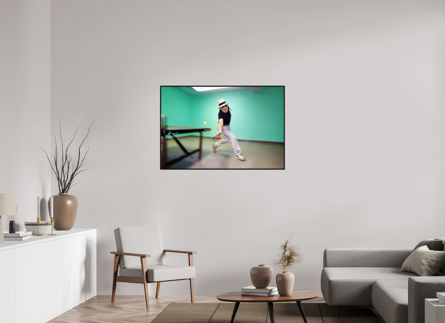 45 x 30″, Black Matte Frame, No Border Marty Reisman