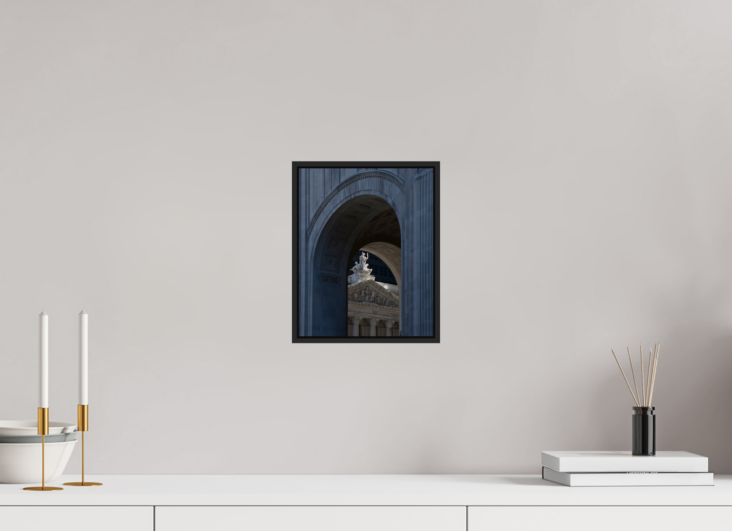 8 x 10″, Black Matte Frame, No Border Arches with Sculptures