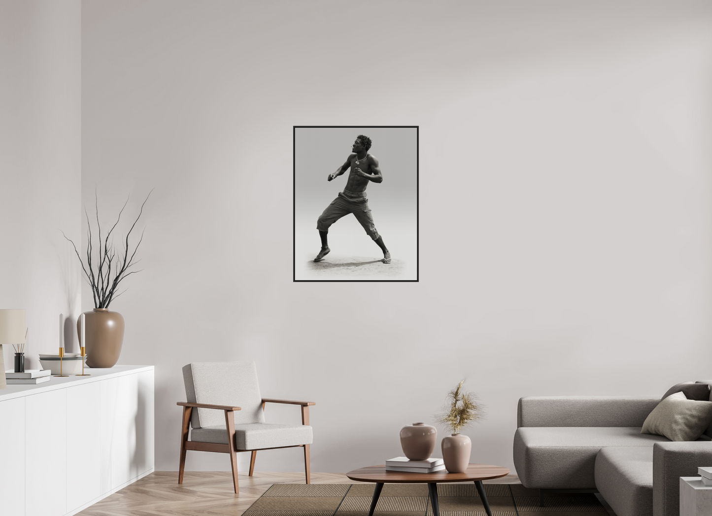 28 x 35″, Black Matte Frame, No Border Angolan Man Dancing