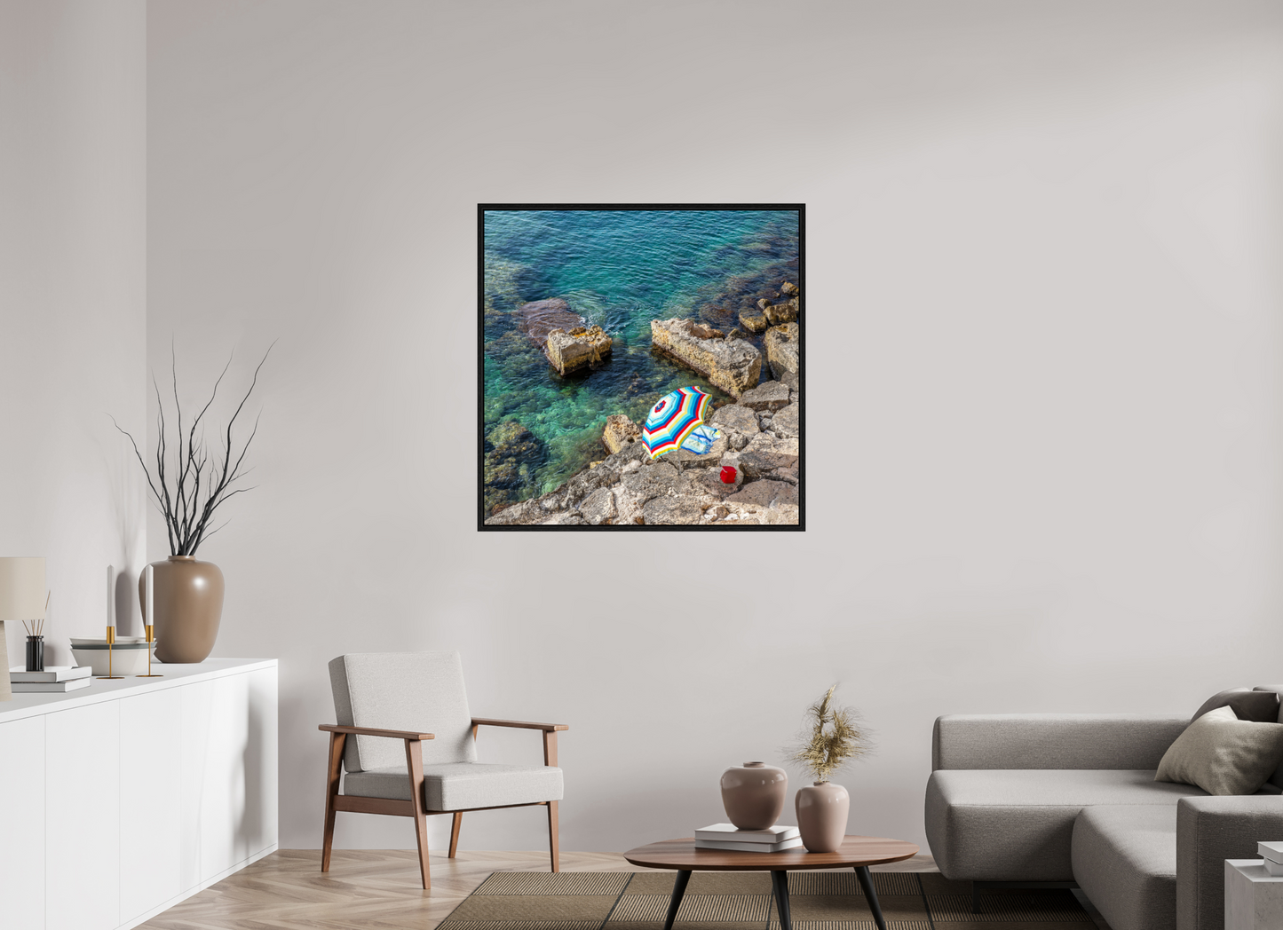 40 x 40″, Floater Frame Monopoli Beach