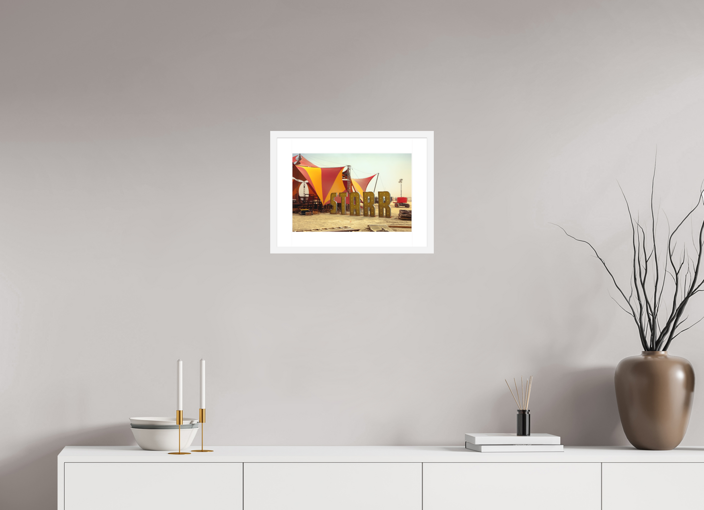 15 x 10″, Solid 0.8" White Wood Frame With 2" Natural White Passe-Partout with Museum Glass Starr