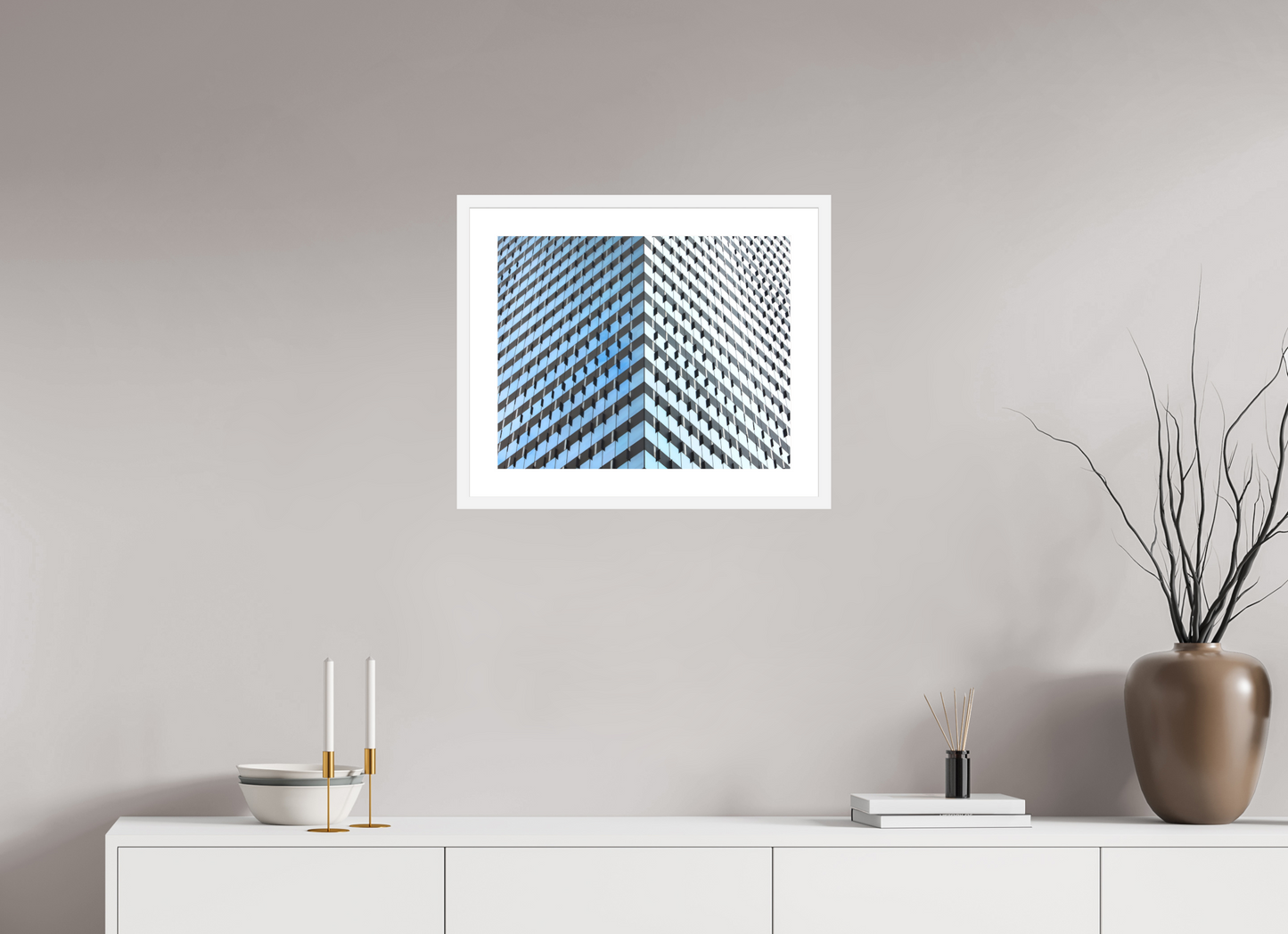 20 x 16″, Solid 0.8" White Wood Frame With 2" Natural White Passe-Partout with Museum Glass Glass Facade