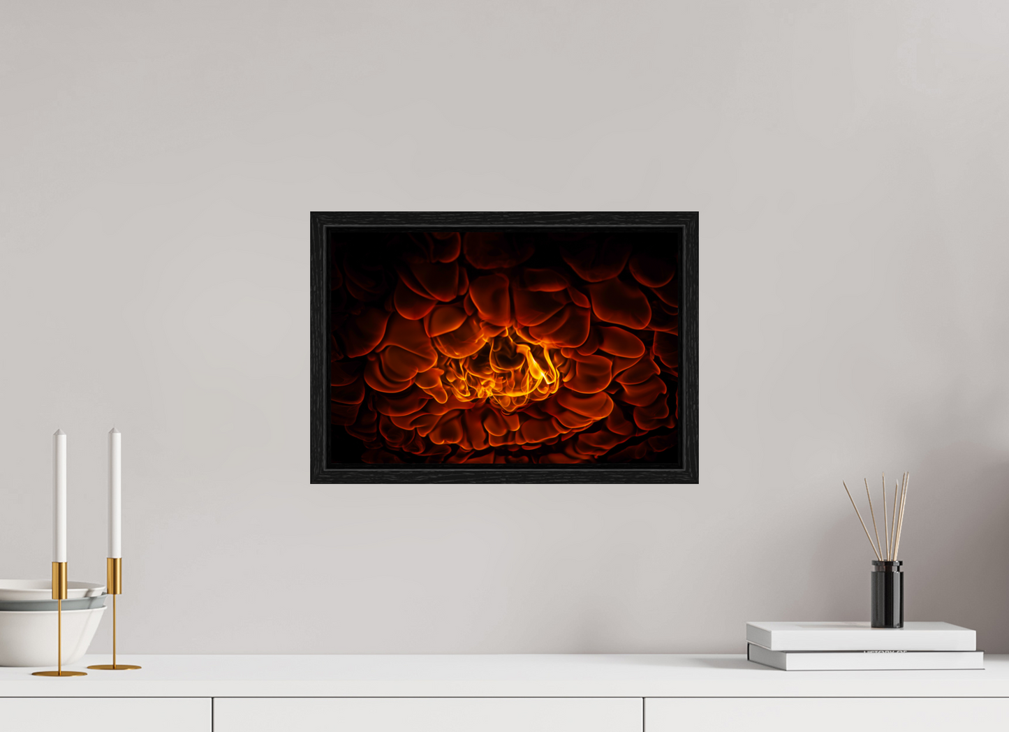 15 x 10″, Floater Frame Burning Man - Flames