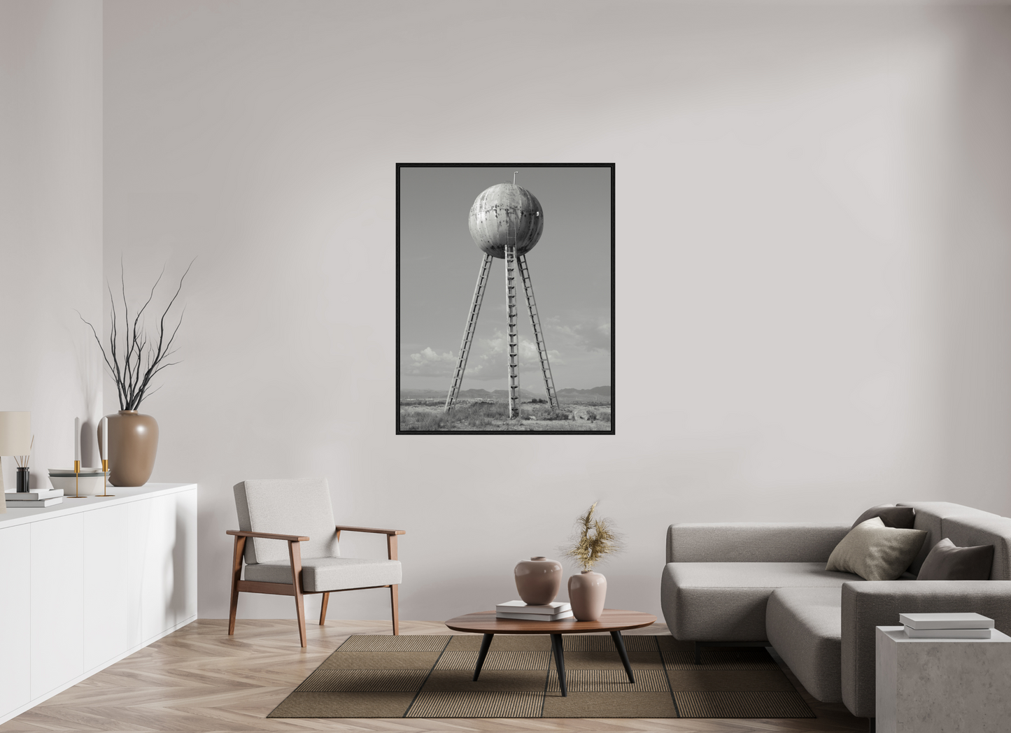 43 x 53.7″, Floater Frame Spherical Water Tower