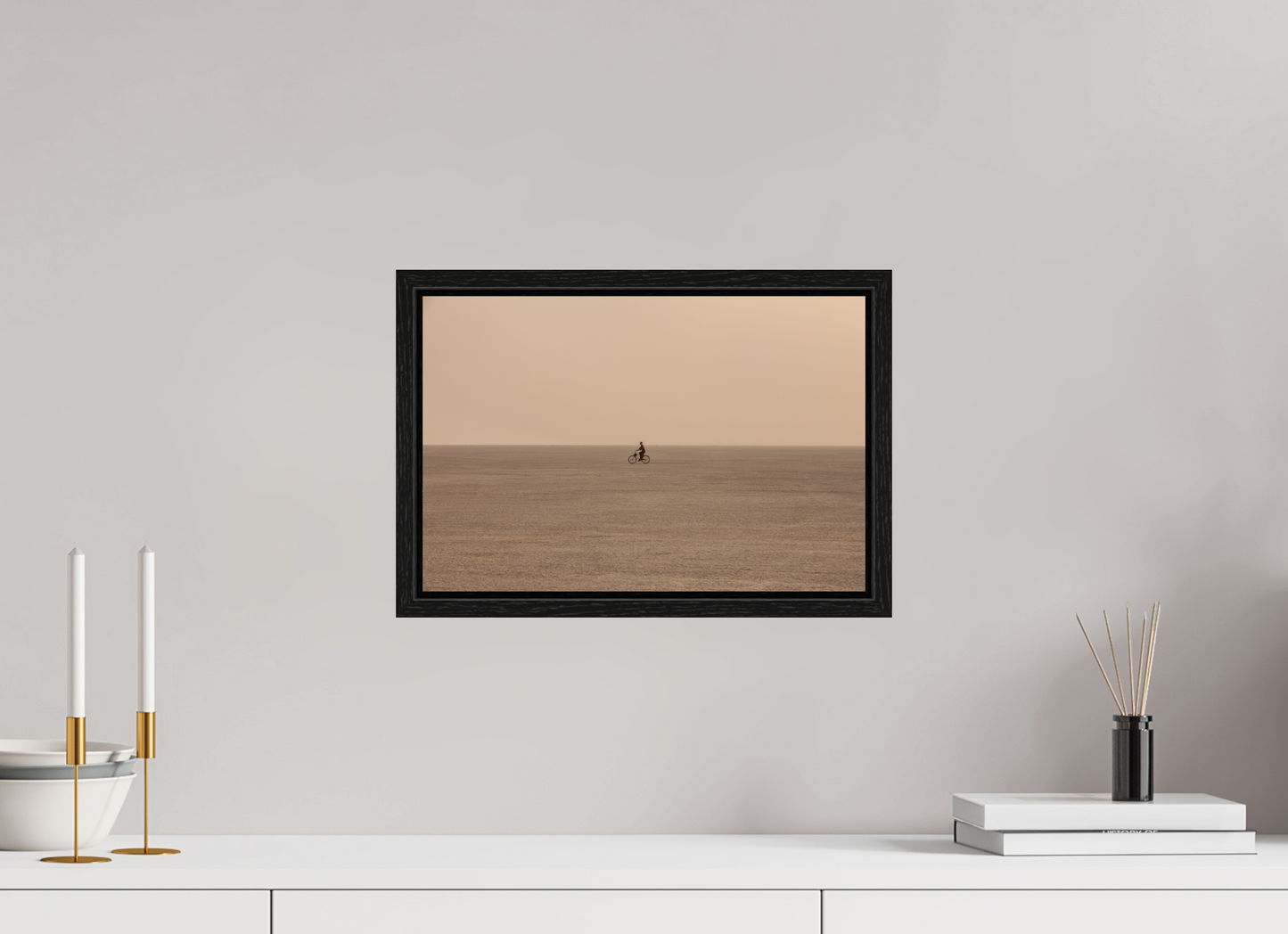 15 x 10″, Floater Frame Burning Man - Woman on Bike