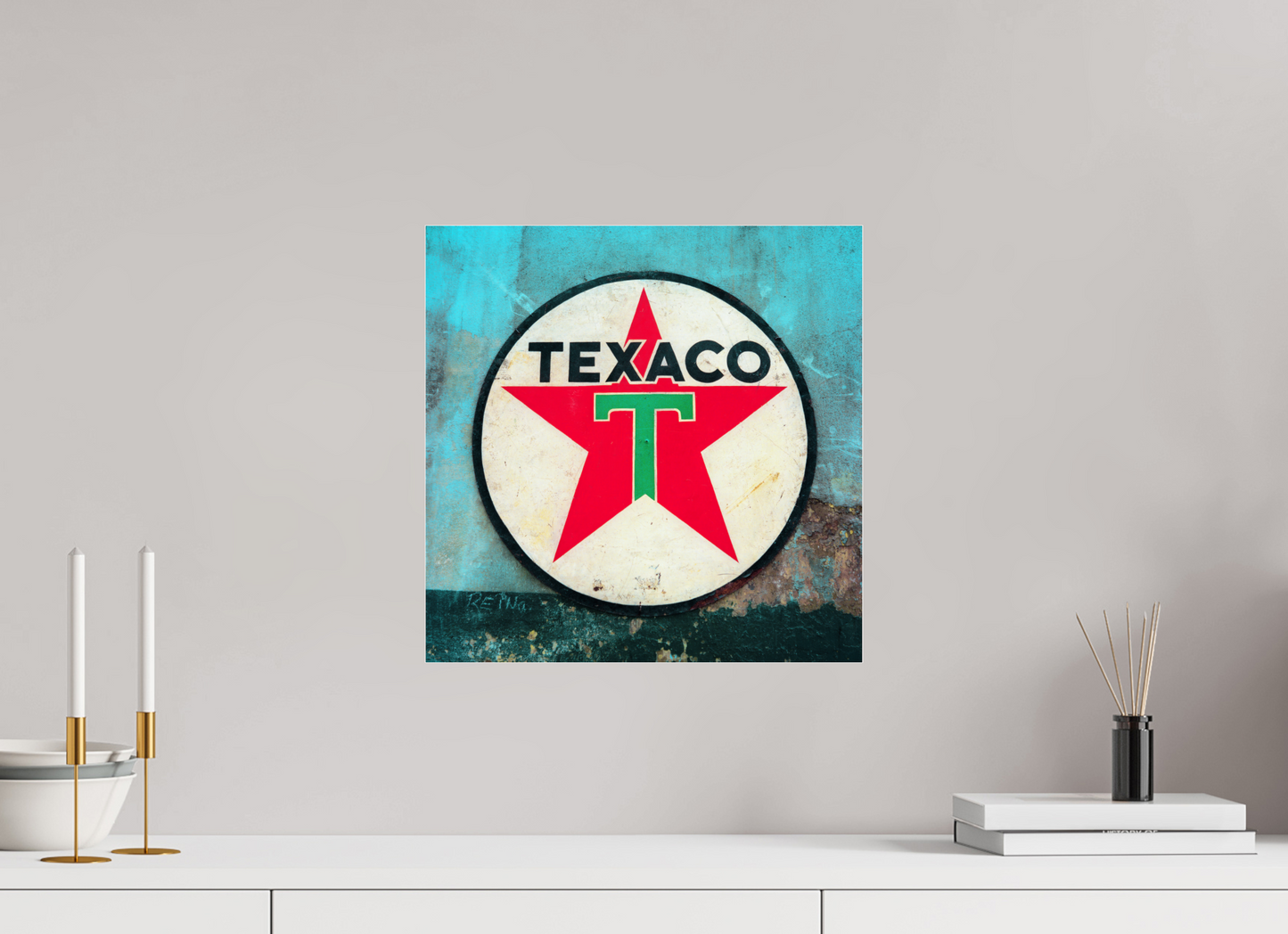 15 x 15″, Frameless Acrylic Glass Texaco Sign Cuba