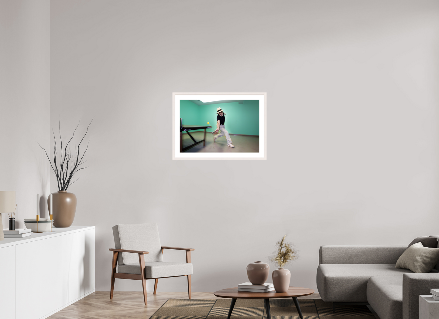 30 x 20″, Solid White Wood Frame With Natural White Passe-Partout Marty (Supreme) Reisman