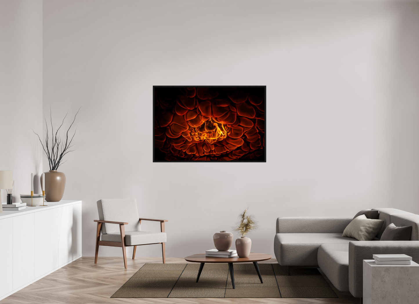 54 x 36″, Floater Frame Burning Man - Flames