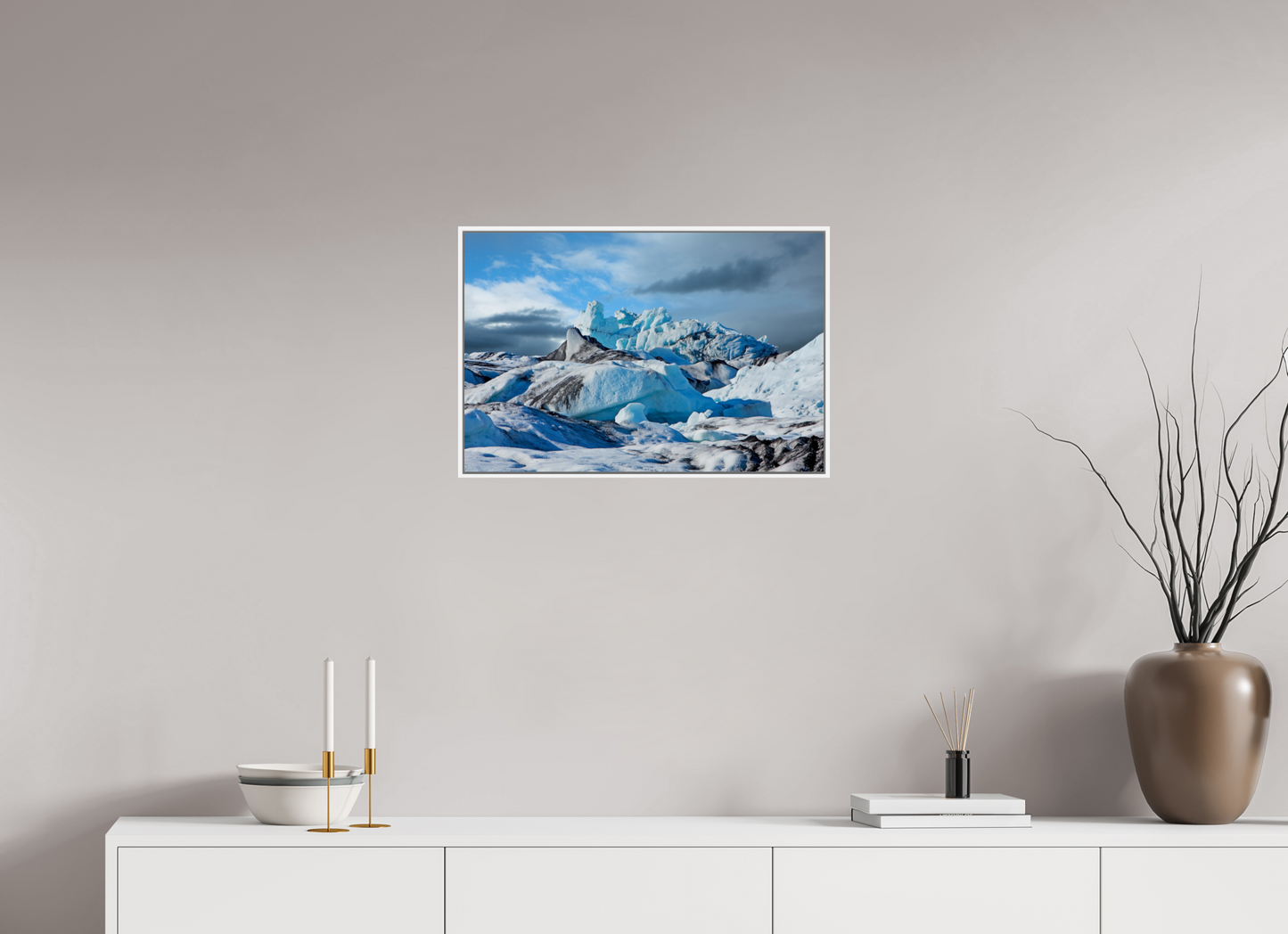 24 x 16″, White Matte Frame, No Border Iceland Icebergs
