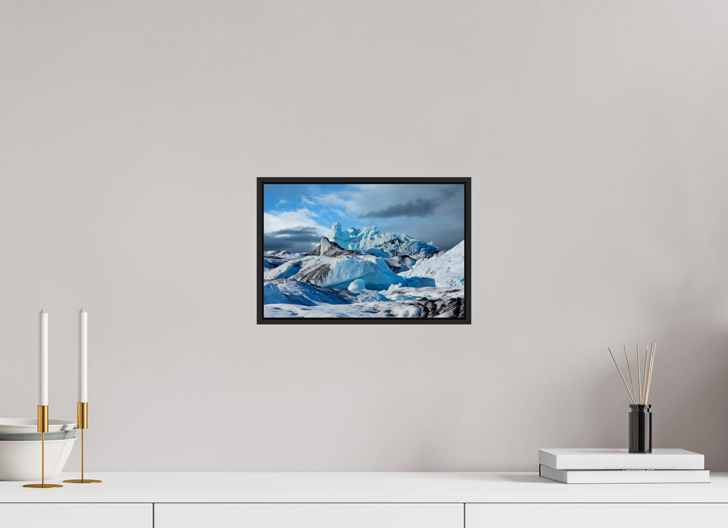 12 x 8″, Black Matte Frame, No Border Iceland Icebergs