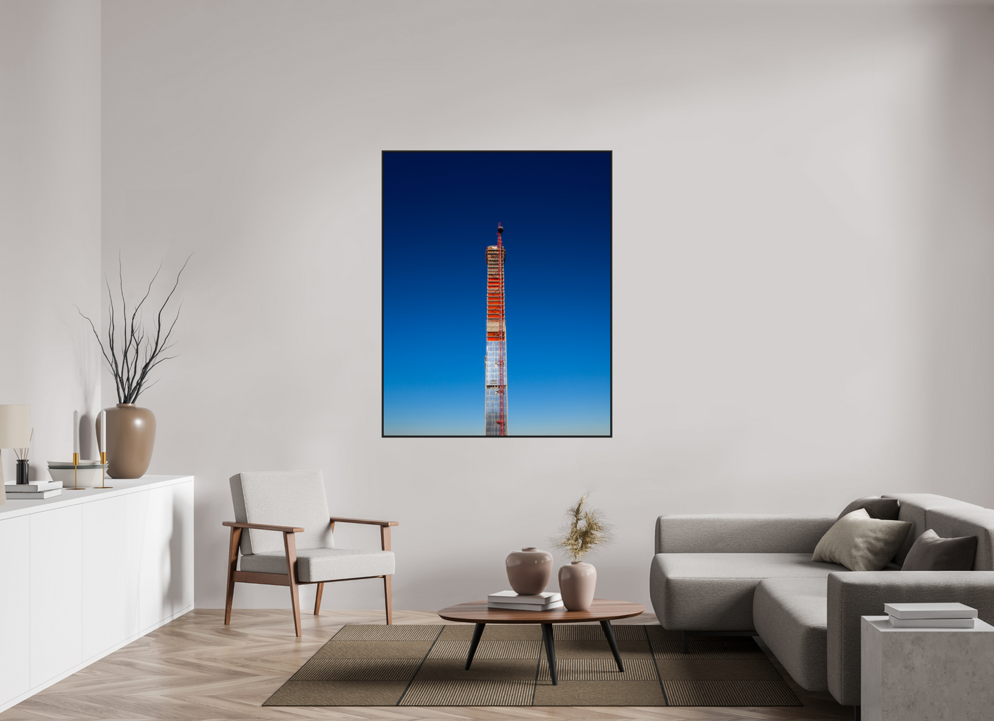 47 x 58.7″, Black Matte Frame, No Border Steinway Tower Under Construction