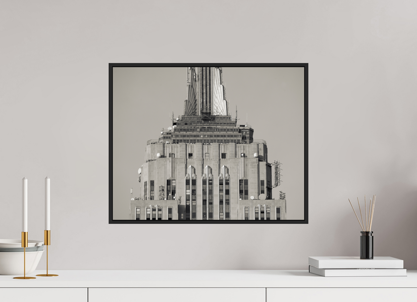 20 x 16″, Black Matte Frame, No Border Top of the Empire State Building